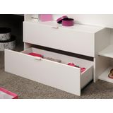 Kinderbed met bureau, opbergruimte, matras en bedbodem - Wit & eiken - 90 x 200 cm - GISELE