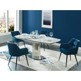 Set "eetkamer": Tafel TALICIA + 4 stoelen PEGA - Wit & blauw