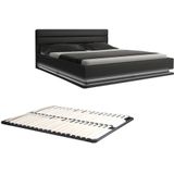 Bed 160 x 200 cm - Kunstleer - Zwart - met LEDs + bedbodem - NUBIS