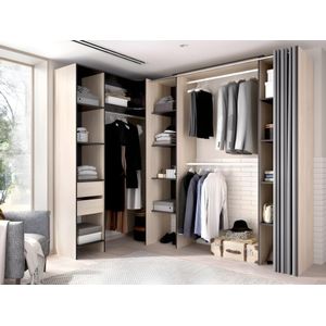 Vente-unique Verstelbare kledingkast DORIAN - L164/234 cm - Eiken en antraciet
