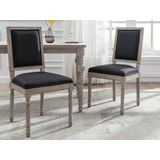 Set van 2 stoelen van stof en heveahout - Zwart - AMBOISETTE L 50 cm x H 95 cm x D 60 cm