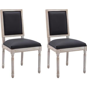 Set van 2 stoelen van stof en heveahout - Zwart - AMBOISETTE L 50 cm x H 95 cm x D 60 cm