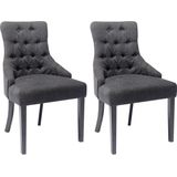Set van 2 stoelen van stof en heveahout - Grijs - MERVIA