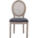 Set van 2 stoelen - Canvas, Fluweel & Rubberwood - Grijs - ANTOINETTE L 49 cm x H 95 cm x D 57.5 cm