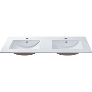Shower & Design Rechthoekige keramische wastafel - Wit - 122 x 46,5 cm - MOTIAC L 122 cm x H 17 cm x D 46.5 cm