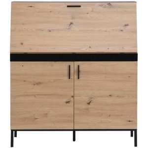Bureau - Naturel en Zwart - MALEDA - MDF - 2 Deuren - 4 Nissen
