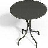 Tuineethoek van metaal - Een tafel D60 cm en 2 opstapelbare stoelen - Donkergrijs - MIRMANDE