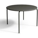 Tuineethoek van metaal - Een tafel D110 cm en 4 opstapelbare stoelen - Donkergrijs - MIRMANDE