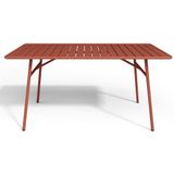 Tuineethoek - Metaal - Een tafel L160 cm en 4 opstapelbare stoelen - Terracotta - MIRMANDE