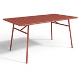 Tuineethoek - Metaal - Een tafel L160 cm en 4 opstapelbare stoelen - Terracotta - MIRMANDE