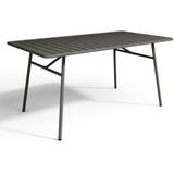 Tuineethoek van metaal - Een tafel D160 cm en 4 opstapelbare stoelen - Donkergrijs - MIRMANDE