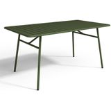 Tuineethoek van metaal - Een tafel D160 cm en 4 opstapelbare stoelen - Kaki - MIRMANDE