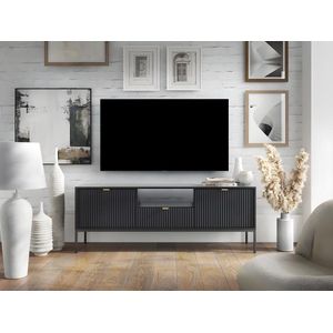 Tv-meubel met 2 deurtjes, 1 lade en 1 nis - Zwart - LIOUBA - van Pascal Morabito