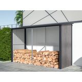 Tuinhuisje met houteffect van gegalvaniseerd staal 5,78 m3 - 8 kub - B302 x D119 x H190 cm - VARWOOD