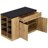 Vente-unique Keukeneiland - Zwart en Natuurlijk - 4 Plaatsen