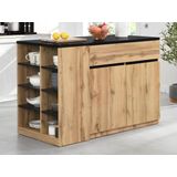 Vente-unique Keukeneiland - Zwart en Natuurlijk - 4 Plaatsen