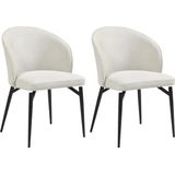 Set van 2 stoelen van stof en metaal - Crèmewit - GILONA van Pascal MORABITO L 54 cm x H 80.5 cm x D 56.5 cm
