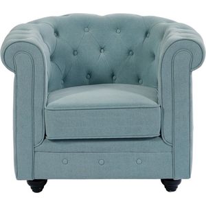 Fauteuil van lichtblauwe stof CHESTERFIELD