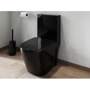 Zwarte glanzende wc om te plaatsen van keramiek - NAGILAM L 39 cm x H 78.5 cm x D 69 cm