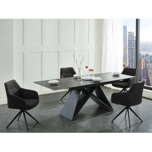 Tafelset LIBSY + 4 stoelen MUSE - Zwart en antraciet L 220 cm x H 76 cm x D 90 cm