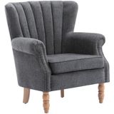 Fauteuil van antracietkleurige stof met klinknagels BATOUMI L 78 cm x H 90 cm x D 72 cm