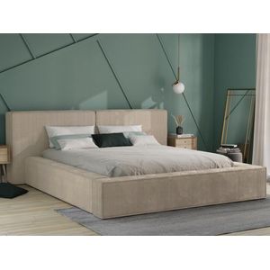 Bed met opbergruimte 160 x 200 cm - Ribfluweel - Beige - TIMANO - Van Pascal Morabito