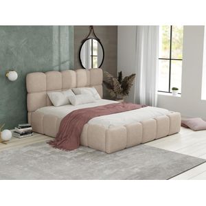 Bed met opbergruimte - 180 x 200 cm - Teddy-stof - Beige - DAMADO - Pascal Morabito