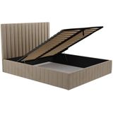 Kofferbed met hoofdbord met verticale naden - 160 x 200 cm - Velours - Taupe - LARALI - van Pascal Morabito