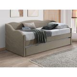 Uitschuifbare slaapbank 2 x 90 x 190 cm - Velours - Beige - LENVIA