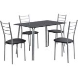 Set tafel + 4 stoelen - Zwart en verchroomd - VILIARI