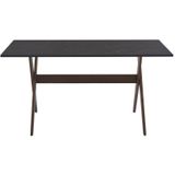 Set van tafel + 6 stoelen - Antraciet, grijs en donker naturel - SERANI L 150 cm x H 80 cm x D 90 cm