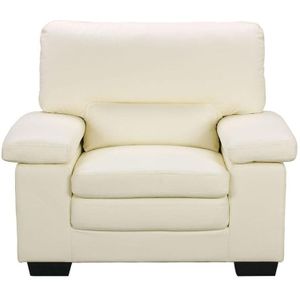 Buffellederen fauteuil ivoorkleur MIMAS II L 112 cm x H 97 cm x D 89 cm