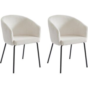 Set van 2 stoelen met armleuningen van ribfluweel en metaal - Crèmewit - MORONI van Pascal MORABITO
