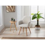 Set van 2 stoelen met armleuning - Stof en metaal met houteffect - Crèmekleur - ELEANA
