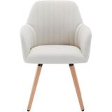 Set van 2 stoelen met armleuning - Stof en metaal met houteffect - Crèmekleur - ELEANA