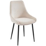 Vente-unique Set van 2 stoelen van ribfluweel en metaal - Crèmewit - MASURIE L 49 cm x H 85.5 cm x D 56 cm