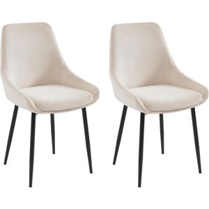 Set van 2 stoelen van ribfluweel en metaal - Crèmewit - MASURIE L 49 cm x H 85.5 cm x D 56 cm