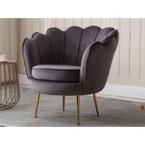 Set tweezitsbank en fauteuil van fluweel - Antraciet - DANDELION