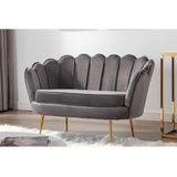 Set tweezitsbank en fauteuil van fluweel - Antraciet - DANDELION