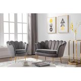 Set tweezitsbank en fauteuil van fluweel - Antraciet - DANDELION