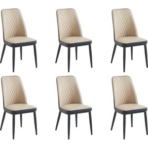 Set van 6 stoelen in kunstleer en metaal - Beige en antraciet - MILDURA L 46 cm x H 94 cm x D 56.5 cm