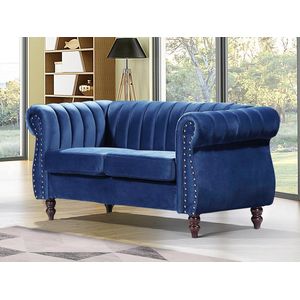TRUMBO Chesterfieldbank van fluweel in koningsblauw - Zachtheid en stijlvol design