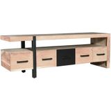 Tv-meubel met 5 lades en 1 legplank in acaciahout en metaal - Lichte houtlook en zwart - JALEBA