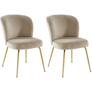 Set van 2 stoelen van velours en goudkleurig metaal - Beige - POLPONA van Pascal MORABITO