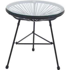 Vente-unique Tuintafel van gevlochten harsdraden - Zwart - ALIOS II