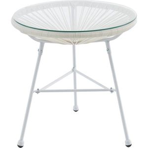 Vente-unique Tuintafel van gevlochten harsdraden - Wit - ALIOS II L 50 cm x H 50 cm x D 50 cm