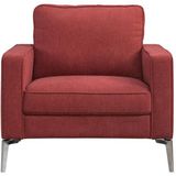 Fauteuil van rode stof TIBORI L 84 cm x H 80 cm x D 86.5 cm