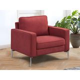 Fauteuil van rode stof TIBORI L 84 cm x H 80 cm x D 86.5 cm