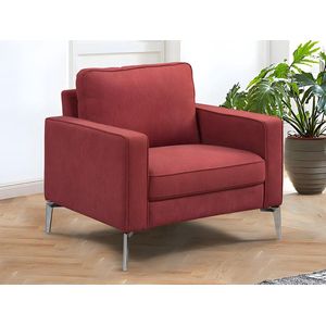 Fauteuil van rode stof TIBORI L 84 cm x H 80 cm x D 86.5 cm