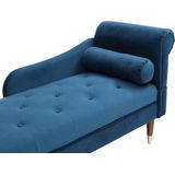 Chaise longue links van blauwgroen velours UMARI